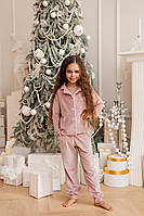 Піжама велюрова підліткова кофта та штани пудрового кольору