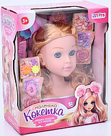 Голова ляльки для зачісок 20 см, фен, гребінець, заколки, резинки, 913-V