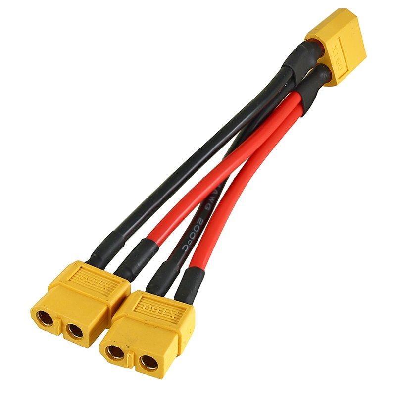 Перехідник XT60-M (тато) до 2 х XT60-F (мама) кабель 14AWG 10 см