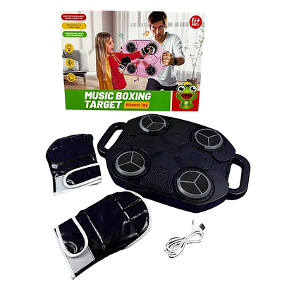 Інтерактивний боксерський набір ігрова панель для тренування реакції дитини Світло звук Bluetooth рукавички Чорний