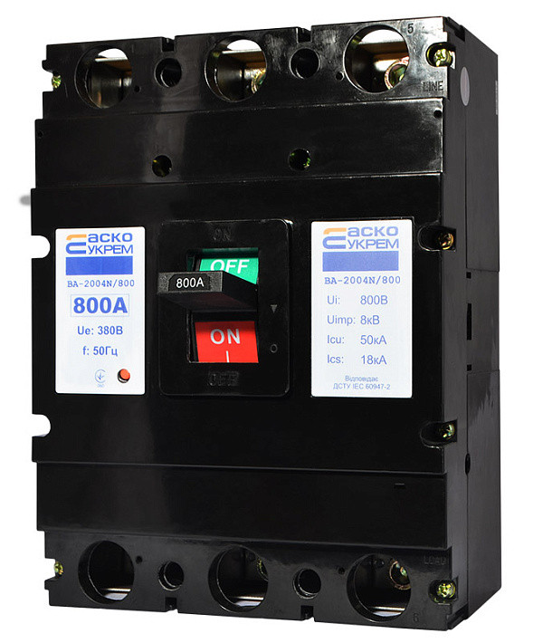 Автоматичний вимикач УКРЕМ ВА-2004N/800 3р 800А АСКО силовий, фото 1