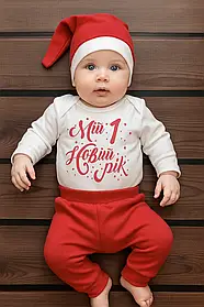 Ошатний святковий костюм для новонародженого малюка зріст 56 - 62 см (0 - 3 місяці) BST Червоний з білим