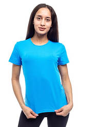 Футболка прямого крою однотонна бавовняна Bono 950153 блакитна (розміри 42-52)