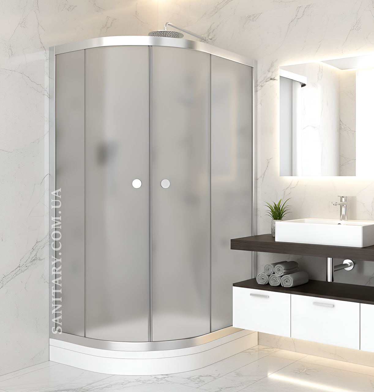 Душова кабіна асиметрична 120х80х190 см без піддону права Shower saturn R матове скло 5 мм, фото 1