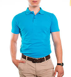 Футболка чоловіча поло з якісної бавовни Bono 400153 однотонна блакитна (розміри: 48,50)