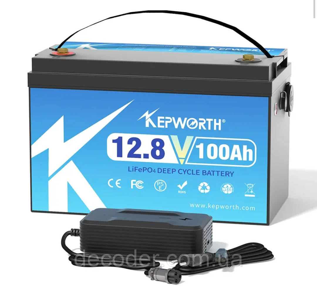 Акумулятор LiFePo4 12V 100А батарея Kepworth із зарядним пристроєм, літій залізо фосфат (Kepworth, 12V 100A), фото 1