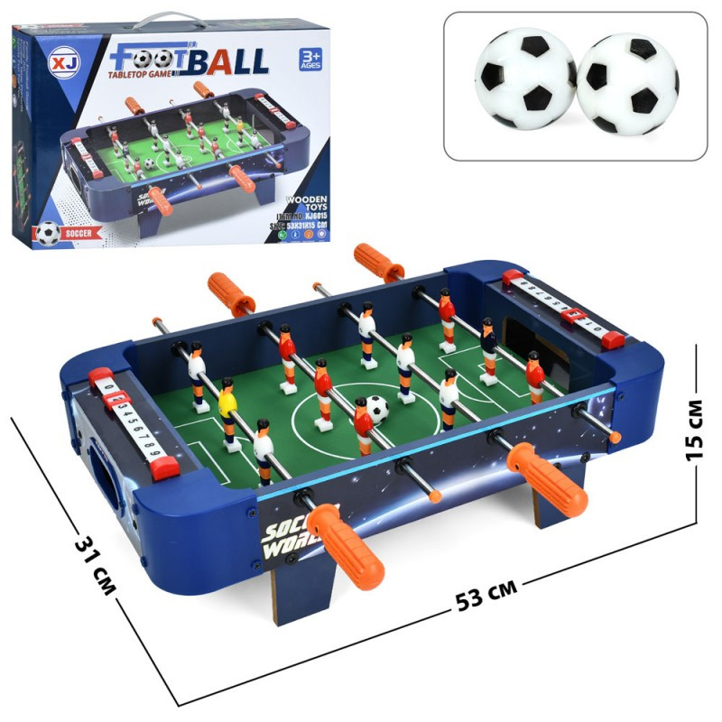 Футбол на штангах XJ6015, дерев'яний, на ніжках, 53-31-в15см, поле 40,5-28,5см, фото 1