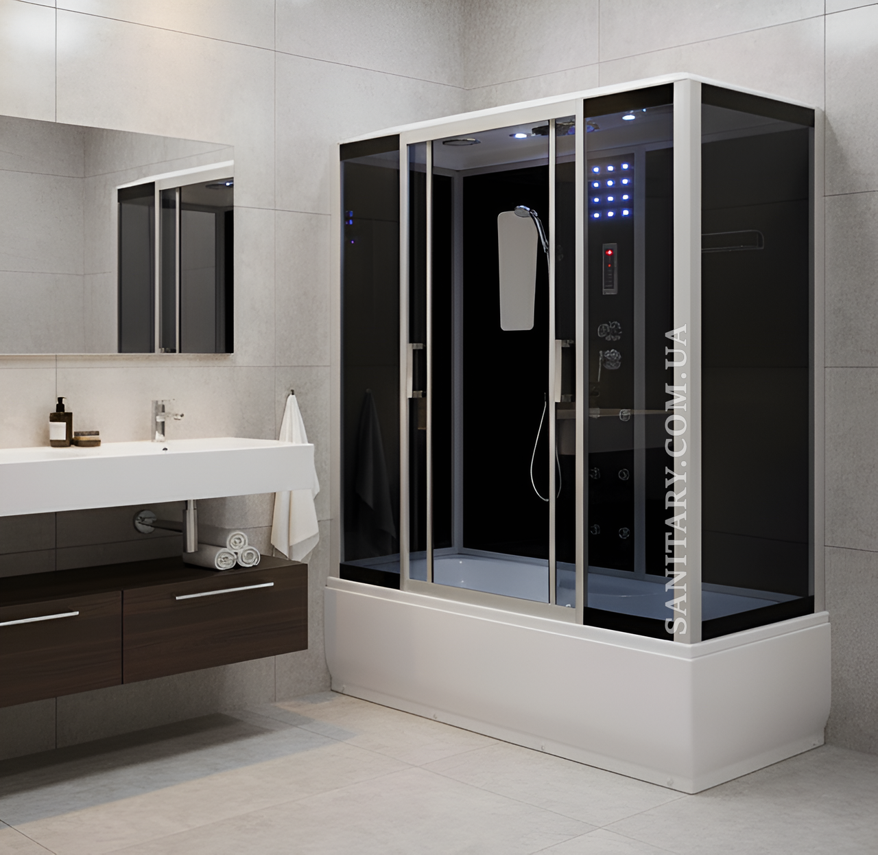 Гідромасажний бокс 170х90х215 з ванною прямокутний душова кабіна з електронікою  глибокий піддон, фото 1