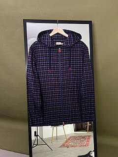 Сорочка Kiton синя клітка бавовна