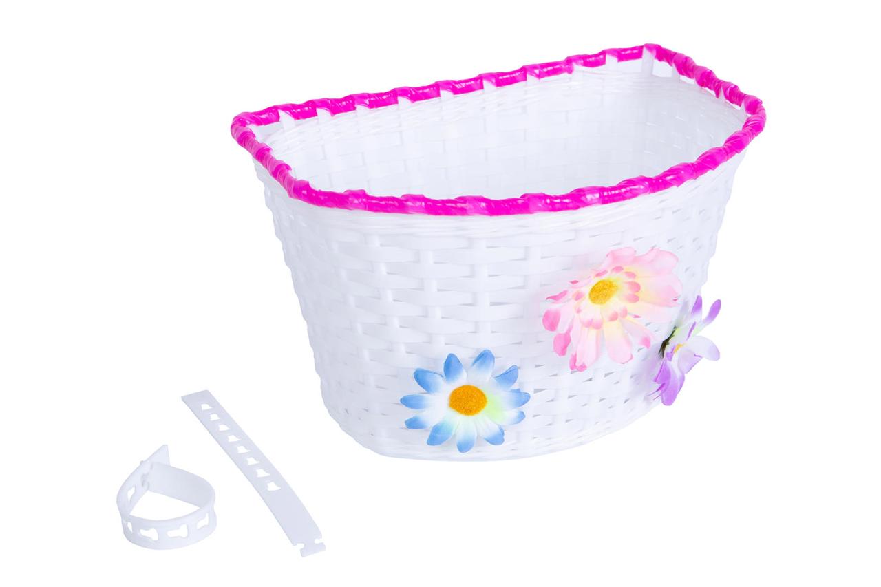 Кошик Пластик з кріпленням на кермо/виніс 16-20" 150*165*235 мм без стійки BRAVVOS FL-BS22-02 білий з рожевим