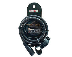 Замок тросовий на ключі BRAVVOS LOC-045-055 1500мм *10мм чорний AM (брендоване пакування)