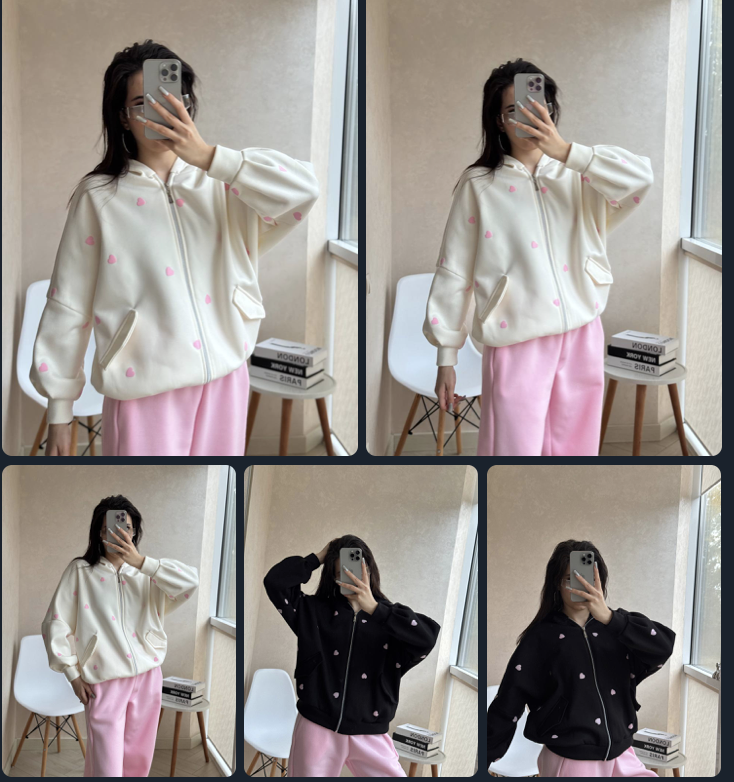 Зіп-худі жіноче на флісі Модель: 817-264 Колір: Молоко, чорний, фото 1