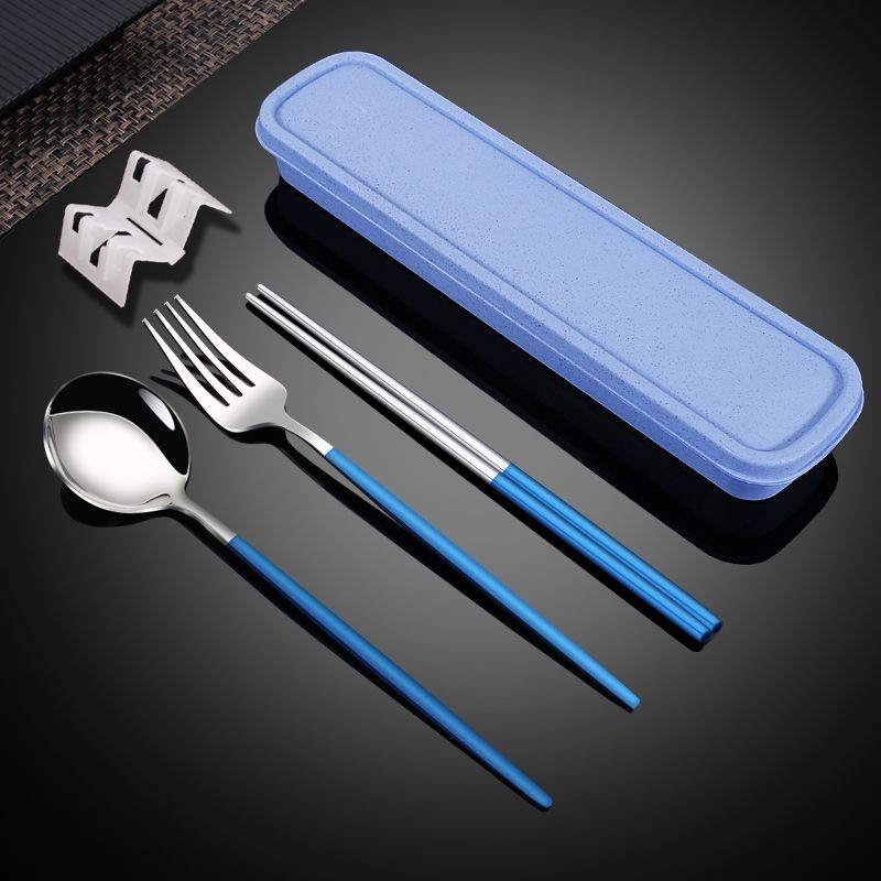 Набір столових приборів, похідний набір “Urban Steel” у футлярі (ложка, виделка, палички, футляр)