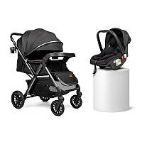 Прогулочная коляска  + автолюлька  NINOS MAXI 2 BLACK GRAPHITE
