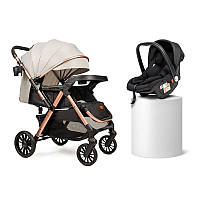 Прогулянкова коляска + автолюлька NINOS MAXI 2 Light Grey Gold