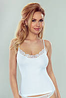 Женская бельевая майка из хлопка на тонких бретелях белого цвета. Модель Olimpia Eldar