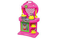 Детская кухня Технок с плитой и духовкой розовая игрушка для девочек с аксессуарами 13 предметов (538822)