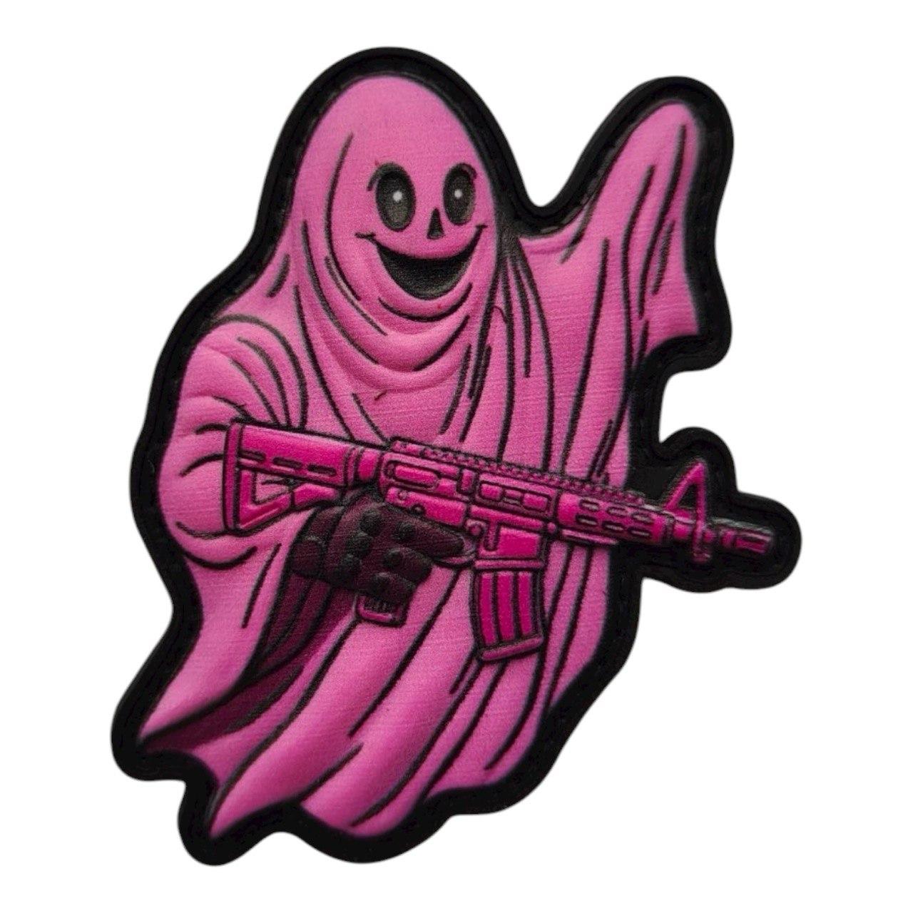 Патч Привид Pink Ghost ПВХ | 3D шеврон на липучці Velcro для форми та рюкзака