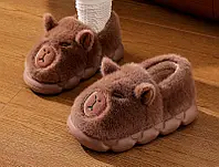 Детские тапочки Капибара, плюшевые мягкие комнатные тапки с Капибарой домашние для детей взрослых Копибара размер 30 31, 20 см