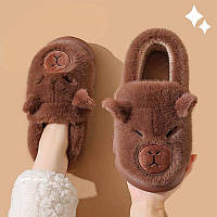 Детские тапочки Капибара, плюшевые мягкие комнатные тапки с Капибарой домашние для детей взрослых Копибара размер 32 33, 21 см