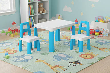 Дитячий стіл і два стільчики Технок (ТЕХ-0471), пластиковий. Блакитний
