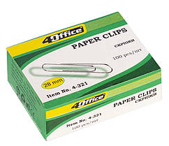 Скріпки канцелярські круглі 4Office 28 мм 100 штук (4-321)