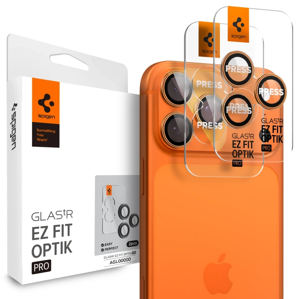 Захисне скло Spigen для камери iPhone 17 Max/ 17 Pro/ 16 Max/ 16 Pro EZFit Optik Pro (2шт) Orange (AGL10123)