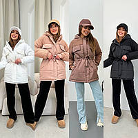 Жіноча зимова куртка 42-44; 44-46; 46-48 беж чорний , молоко , Мокко