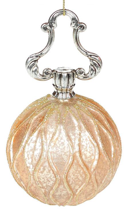 Новорічний шар "Авангард" Ялинковий шар, 10 см, з глітером, колір — світле золото, набір 6 шт.