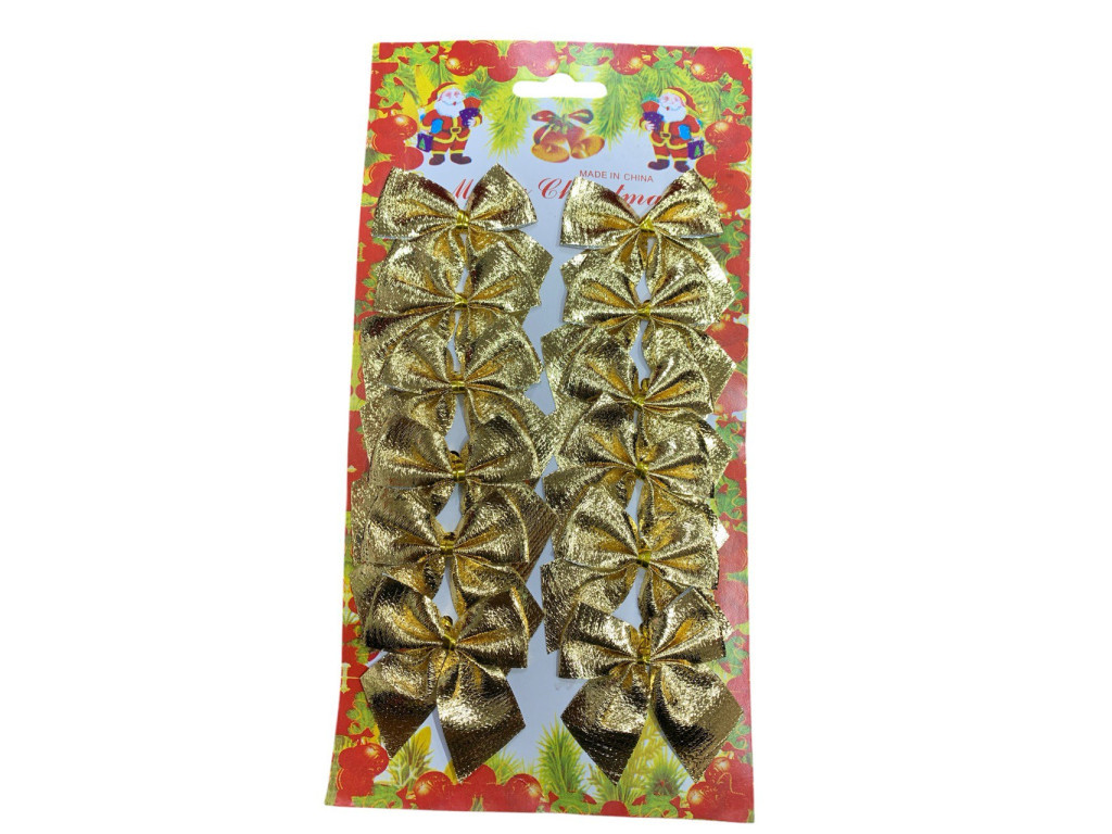 Набір (12шт) новорічних декоративних бантів 5см