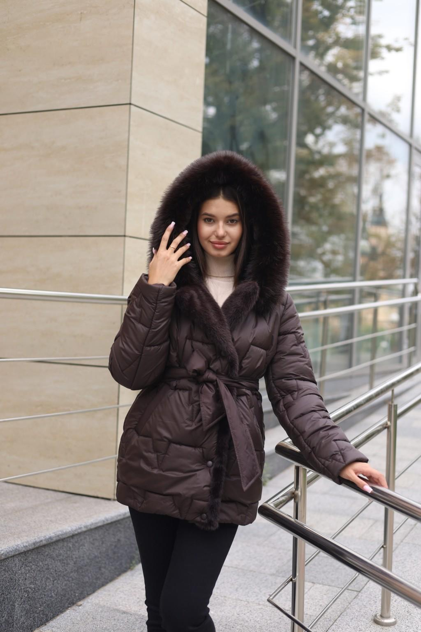 Стильна та універсальна жіноча куртка К-374 шоколадний, фото 1