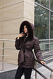 Стильна та універсальна жіноча куртка К-374 шоколадний, фото 5