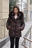 Стильна та універсальна жіноча куртка К-374 шоколадний, фото 6