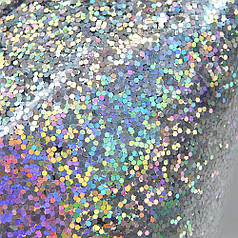 Блискітки - глітер, фракція 2 мм, срібло голограма АВ (10 гр)