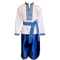 Український костюм для хлопчика з вишиванкою та синіми шароварами