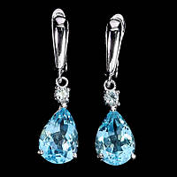 Сережки. Натуральний топаз. Срібло 925.