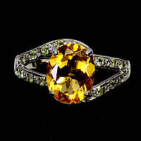 Каблучка. Натуральний цитрин. Срібло 925.