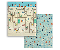 Дитячий ігровий двобічний килимок у формі міста з дорогою, Термокилимок водонепроникний складаний
