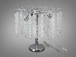 Настільна лампа Глициния хром з кришталевими підвісками для вітальні 605-3T CH