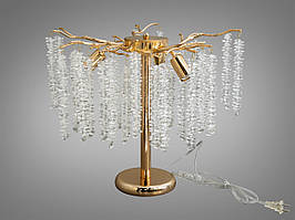 Настільна лампа Глициния золотиста з кришталевими підвісками для вітальні 605-3T GD