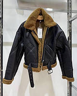 Дублянка жіноча вкорочена із еко-шкіриа Модель: 1553-2437