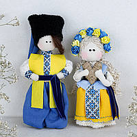 Пара ляльок Козак та Козачка Берегиня українського дому в жовто-блакитному вбранні 20 см Гранд Презент 020 КЖ-1