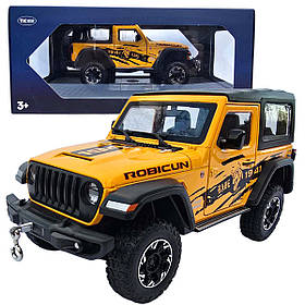 Машинка метал Jeep Wrangler Rubicon джип вранглер жовтий 1:24 світло звук 21,5*8*9см (GT - 94911)