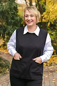 Жіночий в’язаний жилет вільного силуету з кишенями NITA MKLN2501-1