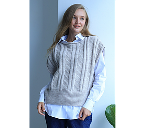 Жіночий в’язаний жилет з косами NITA MKLN2500