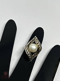 Срібна Каблучка зі вставкою перлина