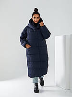 Пуховик зимовий, арт.А-521, колір темно синій, Курточка жіноча демісезонна