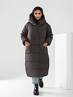 Пуховик зимовий, арт.А-521, колір темно сірий, Курточка жіноча демісезонна