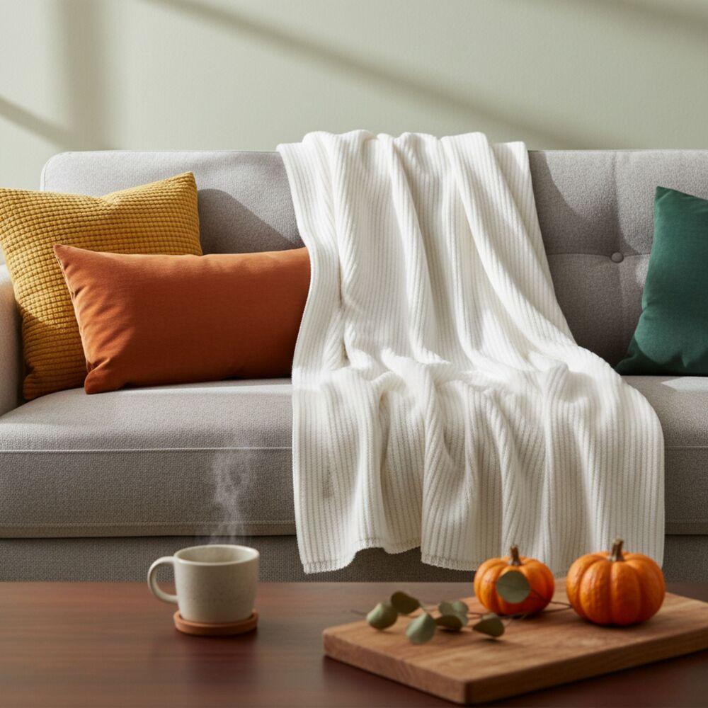 Плед покривало на ліжко Adina євро 200x220 см IDEIA молоко бавовна натуральне, фото 1