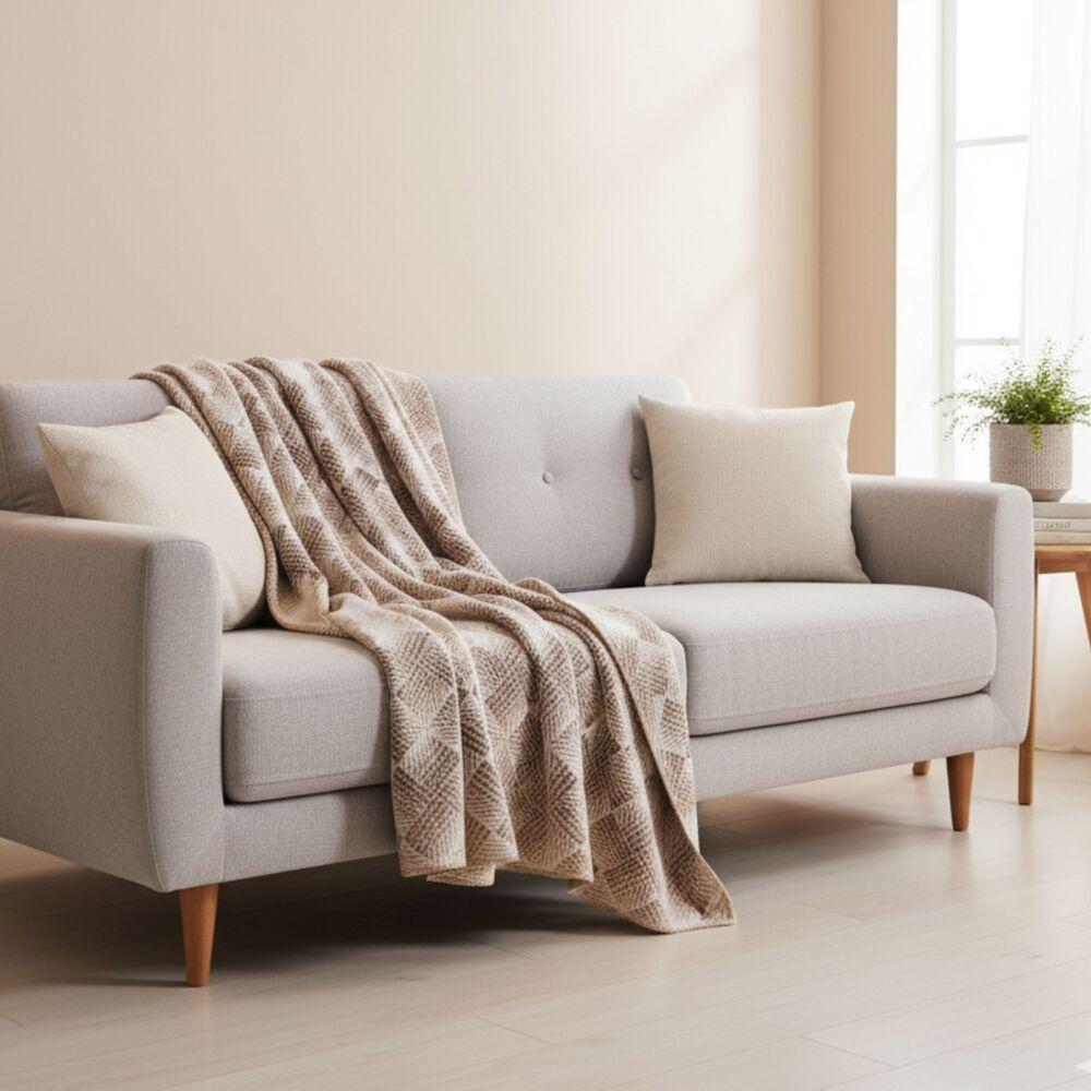 Плед покривало Kassandra 150х200 см IDEIA см беж, бавовна, натуральне, фото 1